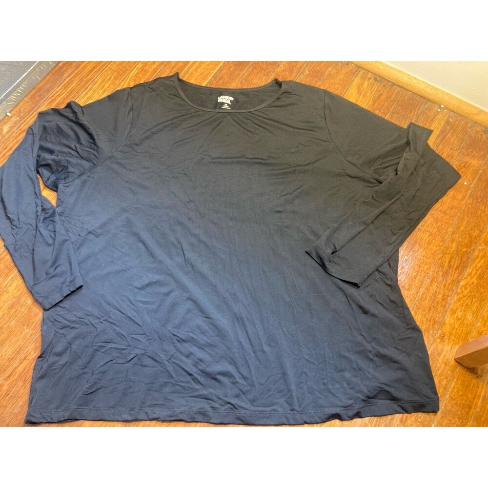 Black Land's End Long Sleeve Crew Swim Top Size 2X XXL Rash Guard Long Sleeve